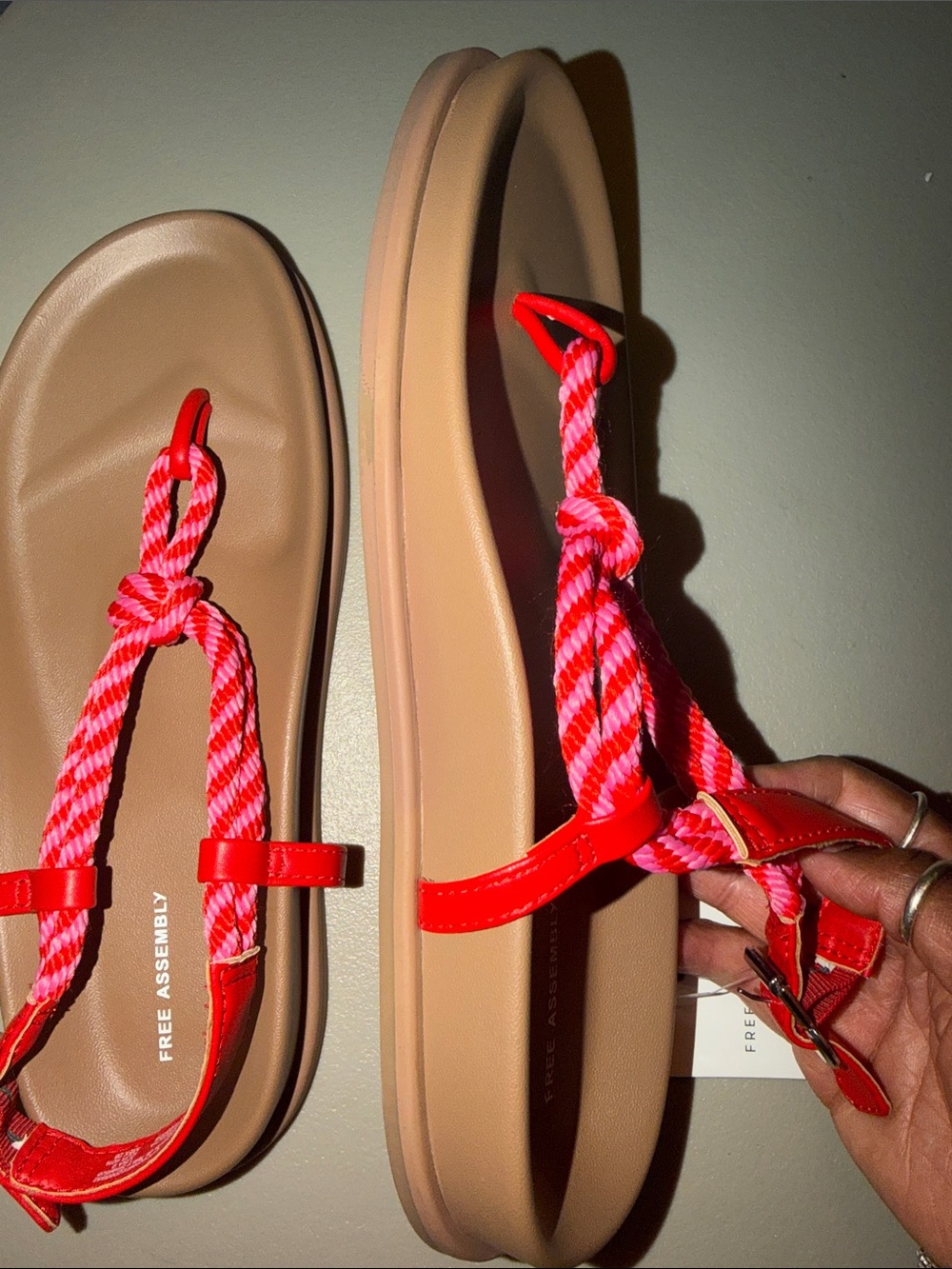 Free Assembly Women's Braided Red Rope Sandals